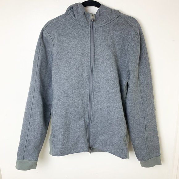 Lululemon men's gray full zip fleece lined hoodie jacket medium
